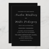 白黒ミニマルモダンス結婚スクリプト 招待状 (正面/裏面)