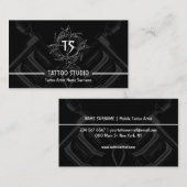 白黒ミニマルモダンタトゥースタジオ 名刺 (正面/裏面)