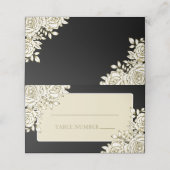 白黒ミニマルモダンフローラ結婚の プレイスカード (外部開封)