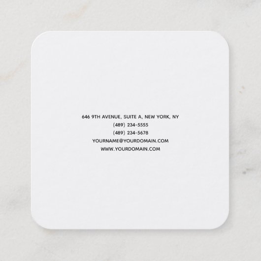 白黒ミニマルモダンプロフェッショナルシンプル スクエア名刺 (裏面)