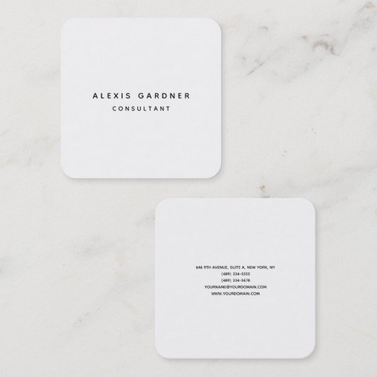 白黒ミニマルモダンプロフェッショナルシンプル スクエア名刺 (正面/裏面)