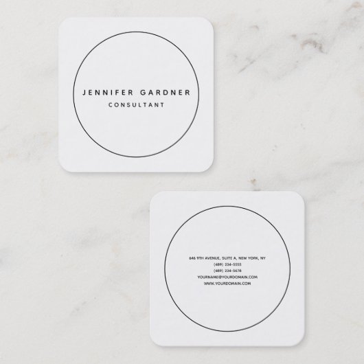 白黒ミニマルモダンプロフェッショナル平野 スクエア名刺 (正面/裏面)