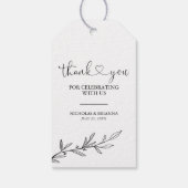 白黒ミニマルモダンボホ結婚の感謝 ギフトタグ (裏面)