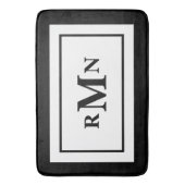 白黒ミニマルモダンモノグラムの バスマット (正面縦)