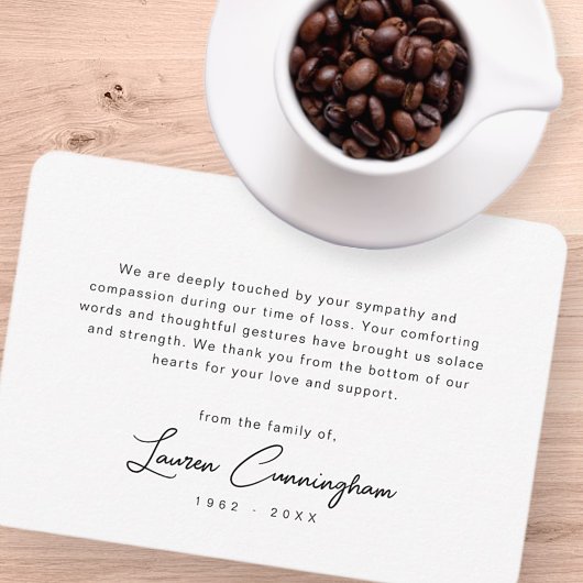 白黒ミニマルモダンリストのシンプル葬儀 サンキューカード