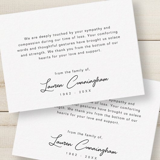 白黒ミニマルモダンリストのシンプル葬儀 ノートカード