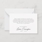 白黒ミニマルモダンリストのシンプル葬儀 ノートカード (正面)