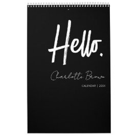 白黒ミニマルモダンリストの壁 カレンダー