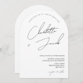 白黒ミニマルモダンリストク結婚チャ 招待状 (正面/裏面)