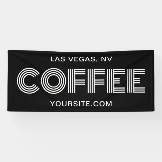 白黒ミニマルモダンリストコーヒー 横断幕 (横)