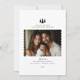 白黒ミニマルモダンリストフォトクリスマスカード シーズンカード