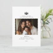 白黒ミニマルモダンリストフォトクリスマスカード シーズンカード (スタンド正面)