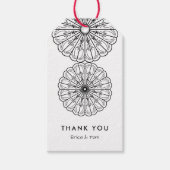 白黒ミニマルモダンリストフローラ ギフトタグ (正面)