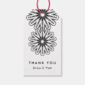 白黒ミニマルモダンリストフローラ ギフトタグ (正面)