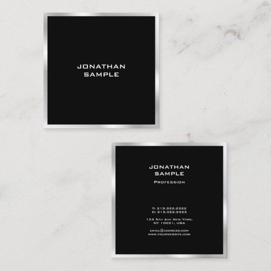 白黒ミニマルモダンリストプロフェッショナル スクエア名刺 (正面/裏面)
