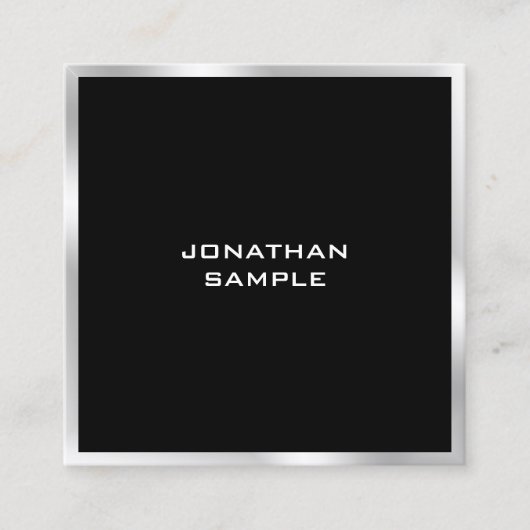 白黒ミニマルモダンリストプロフェッショナル スクエア名刺 (正面)