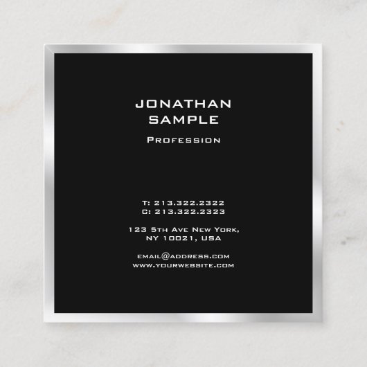 白黒ミニマルモダンリストプロフェッショナル スクエア名刺 (裏面)