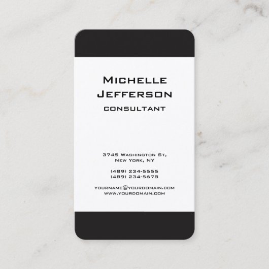 白黒ミニマルモダンリストプロフェッショナル 名刺 (正面)