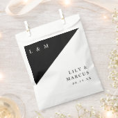 白黒ミニマルモダンリストモノグラ結婚ム フェイバーバッグ (クリップ留めされた状態)