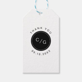 白黒ミニマルモダンリスト結婚のモノグラム ギフトタグ