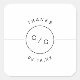 白黒ミニマルモダンリスト結婚のモノグラム スクエアシール