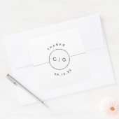 白黒ミニマルモダンリスト結婚のモノグラム スクエアシール (封筒)