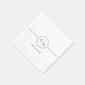 白黒ミニマルモダンリスト結婚のモノグラム スタンダードカクテルナプキン (角)