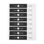 白黒ミニマルモダンリスト結婚のモノグラム ラップアラウンドラベル (シート)