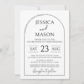 白黒ミニマルモダンリスト結婚式招待状 招待状 (正面)