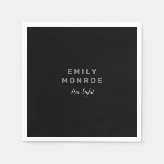 白黒ミニマルモダンリスト スタンダードカクテルナプキン (正面)