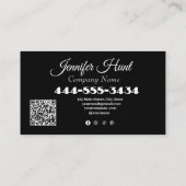 白黒ミニマルモダンリストQRコード 名刺 (裏面)