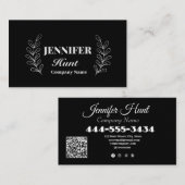 白黒ミニマルモダンリストQRコード 名刺 (正面/裏面)