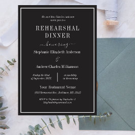 白黒ミニマルモダンリハーサルディナー 招待状
