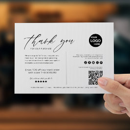 白黒ミニマルモダン主義ビジネス サンキューカード