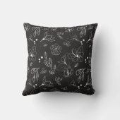 白黒ミニマルモダン花模様離れ クッション (裏面)