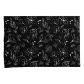 白黒ミニマルモダン花模様離れ 枕カバー (正面右)