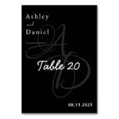 白黒ミニマルモノグラムエレガントな結婚式 テーブルナンバー (裏面)