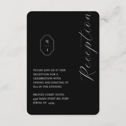 白黒ミニマルモノグラム結婚披露宴 エンクロージャーカード (正面)