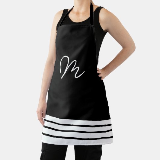 白黒ミニマルモノグラム エプロン (インサイチュ)