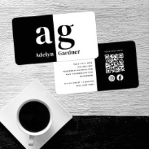 白黒ミニマルモノグラムQRコードソーシャルメディア