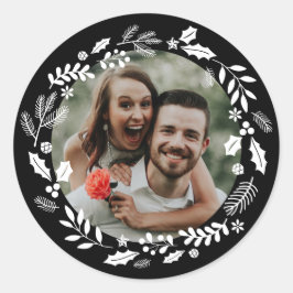 白黒ミニマルリース写真 ラウンドシール