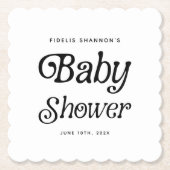 白黒ミニマルレトロベビーシャワー ペーパーコースター (正面)