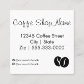 白黒ミニマルロゴコーヒーショップパターン スクエア名刺 (裏面)