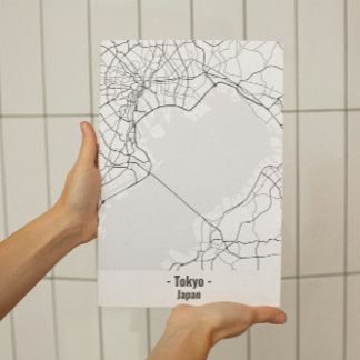 白黒ミニマル主義の東京シティポスター ポスター