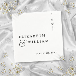 白黒ミニマル主義モノグラム結婚ズ スタンダードカクテルナプキン