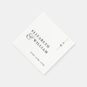 白黒ミニマル主義モノグラム結婚ズ スタンダードカクテルナプキン (角)