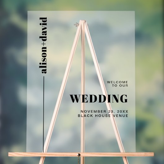 白黒ミニマル主義者の歓迎結婚の挨拶 アクリルサイン (ニュートラル)