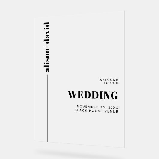 白黒ミニマル主義者の歓迎結婚の挨拶 アクリルサイン (傾斜)