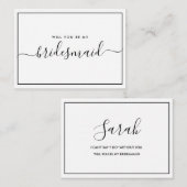 白黒ミニマル予算のブライドメイド提案 ノートカード (正面/裏面)