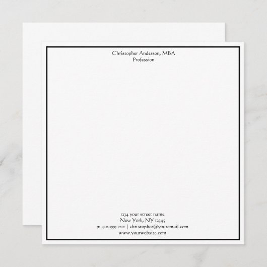 白黒ミニマル事業プロフェッショナル ノートカード (正面/裏面)